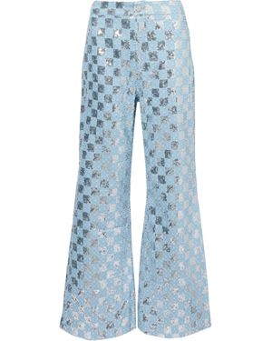 Amy Lynn Paloma Denim Embellished Trousers - Blue