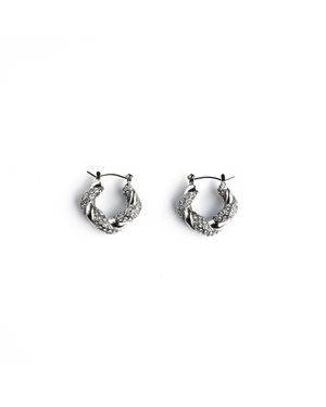 Superdivajewellery Crystal Diamante Hoop Earrings - Metallic
