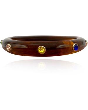 Michael Nash Jewelry Tortoise Resin Bangle With Multi-colour Crystals - Brown