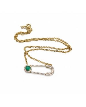 Figaru Fine Jewelry Safety Pin Necklace - Metallic