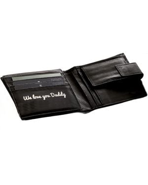 Posh Totty Designs Script Message We Love You Daddy Leather Popper Wallet - Black
