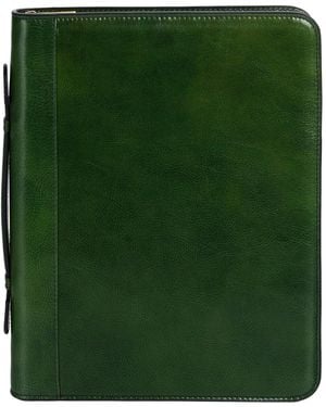 Time Resistance Leather Portfolio With Binder - Green