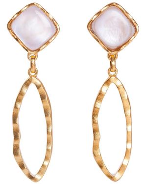Christina Greene Deco Ovate Earring - Metallic