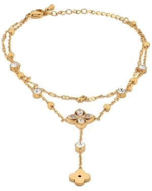 Ebru Jewelry Floral Vintage Charm Anklet - Metallic
