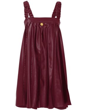 Kargede Desire – Burgundy Pleated Mini Dress, Vegan Leather - Red