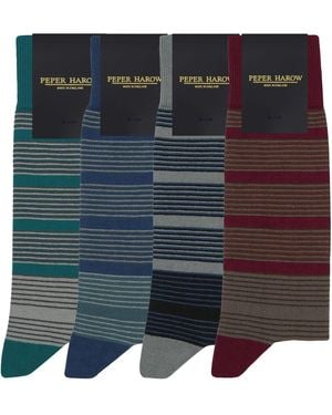 Peper Harow - Made in England Twin Stripe Socks Bundle - Blue