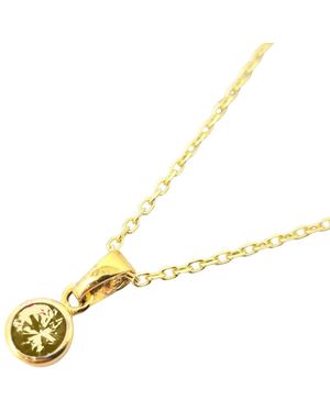 Harfi Mini Round Peridot August Birthstone Pendant Necklace - Metallic