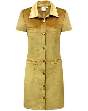 Why Mary Golden Glow Coat Dress - Yellow