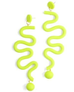 By Chavelli Tube Squiggles Dangly Statement Earrings - Yellow