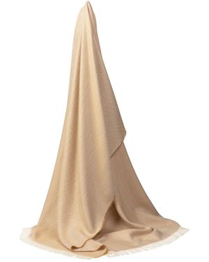 Kinalba Neutrals Marquee Warm Camel Herringbone Cashmere & Silk Stole - Natural