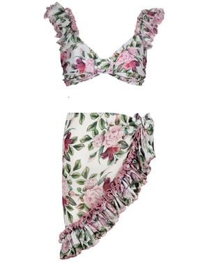 Nur Karaata Calla Lily Rose Set - White