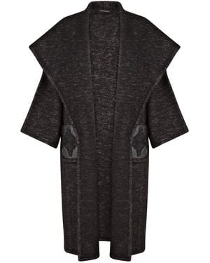 Boutique Kaotique Moroccan Oversized Wool Coat With Embroidered Pockets - Black