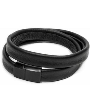 WAIWAI Double Wrap Leather Bracelet - Black