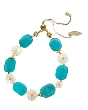 Farra Amazonite With Floral Shell Bracelet - Blue