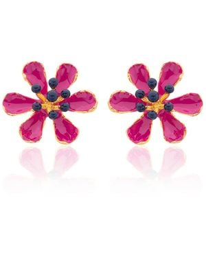 Milou Jewelry Raspberry Scarlet Flower Earrings - Pink