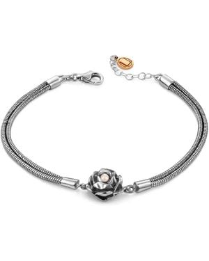 Unaloe Sterling Blackstar Rose Bracelet Featuring Natural Pearl - Metallic