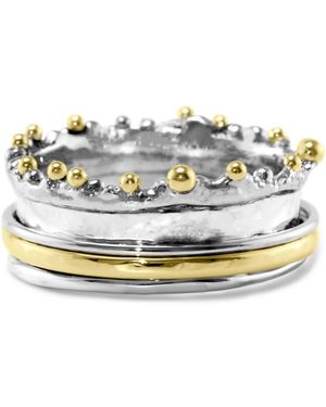 Isla Silver Crown Mixed Metal Spinning Ring - Metallic