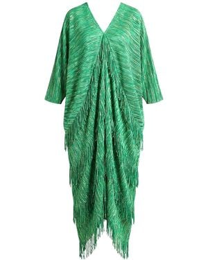 Cy Boutique Layers Multi Fringed Tassel Pleated Midi Dress - Green