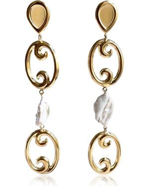 Laura Gray Serena Baroque Pearl Earrings - Metallic