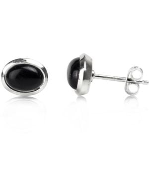 The Jewellery Store London Oval Cabochon Onyx Studs - Black
