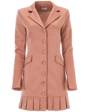 Lita Couture Elegant Mini Peach Dress With Buttons And Pleats - Pink