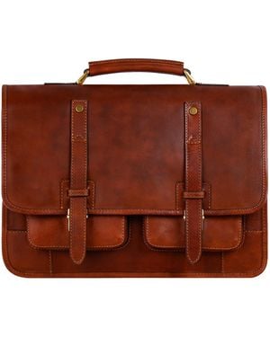 Time Resistance Leather Briefcase Backpack Coganc Matte - Brown