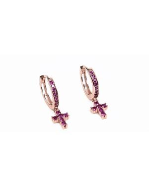 Addicted Aphrodite Cross Stud Earrings - Pink
