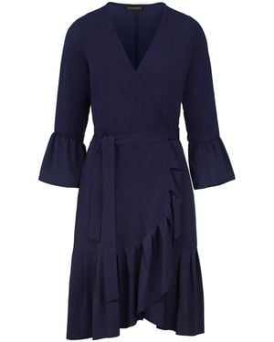 Conquista Wrap Dress Viscose With Bell Sleeves - Blue