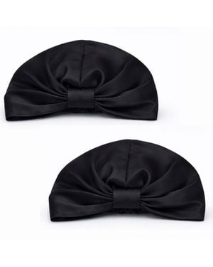 Hi Silk Set Of Two Double-Layer Silk Bonnets - Black