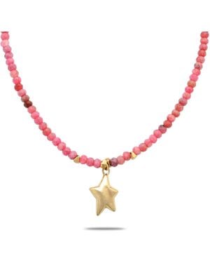 Collection 1304 Golden Shine Necklace - Pink