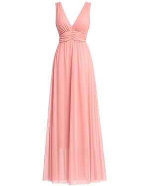 Tantra Spain Sl Long Tulle Dress With Straps, Pleated Waist, And Flared Skirt - Pink