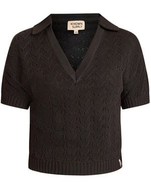 Known Supply Collared Jumper Top - Black