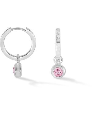Dower & Hall Quartz Hammered Huggie Hoops - White