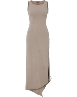 Pcfg Neutrals Cotton Long Dress With Slit Detail - Brown