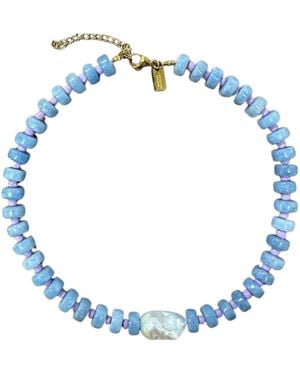 Christina Greene Open Sky Baroque Pearl Beaded Necklace - Blue
