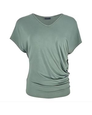 OFF GRID Bergen Sea Bamboo V Neck Asymmetric T-Shirt - Green
