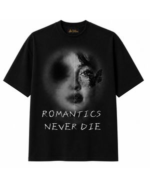Chic Urban Romantics Never Die Oversized T-Shirt - Black