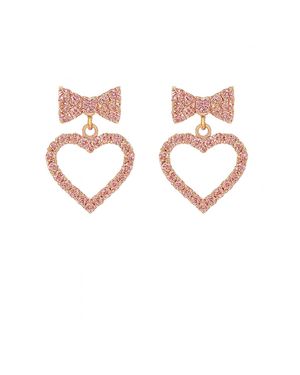 Maison De Gala Bow & Heart Pavé Earrings - White