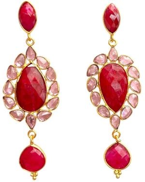 Magpie Rose Theia Ruby Drop Earrings - Red