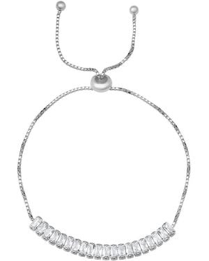 Kylie Harper Petite Baguette-Cut Diamond Cz Adjustable Bracelet - Metallic