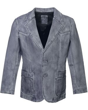 Zasta Studio Acid Tones X Leather Blazer - Blue