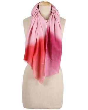 Heritagemoda Ombré Rose Blush Wool Scarf - Red