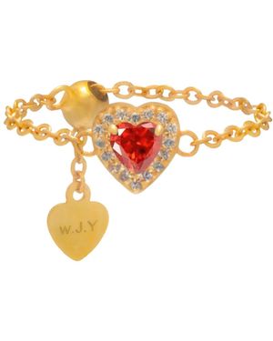Wjy Studio London Garnet Birthstones Love Zipper Ring - Orange
