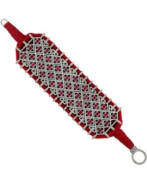 Artisan Ruby & Diamond Statement Bracelet - Red