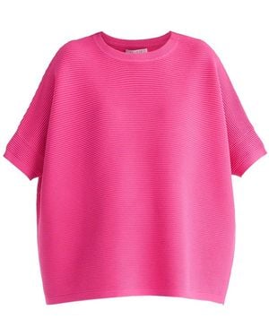 Paisie Short Sleeve Ribbed Sweater - Pink