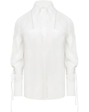 Mandragora Shirt Loose Fit Vena Ecru - White