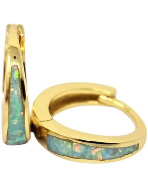 Sophelia Minimalist Tapered Iiridescent Opal Plated Hoop Earrings - Yellow