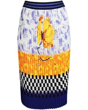 Lalipop Design Colourful Digital Pleated Midi Skirt - Blue