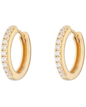 Scream Pretty Large Huggie Earrings With Clear Stones - Metallic