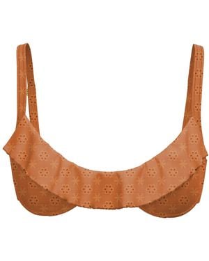 Blackbough Swim Makayla Frilled Underwire Top Caramel Eyelet - Brown